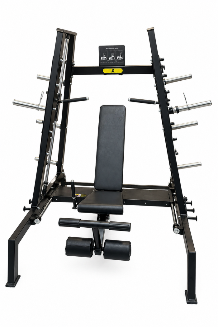 מולטי סמית מקצועי עם ספסל מתכוונן – תחנת אימון מלאה לבית ולחדר כושר